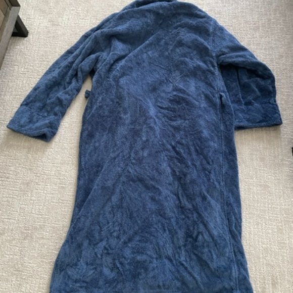 Men's Terry Bath Robe - Blue Medium - Picture 2 of 5